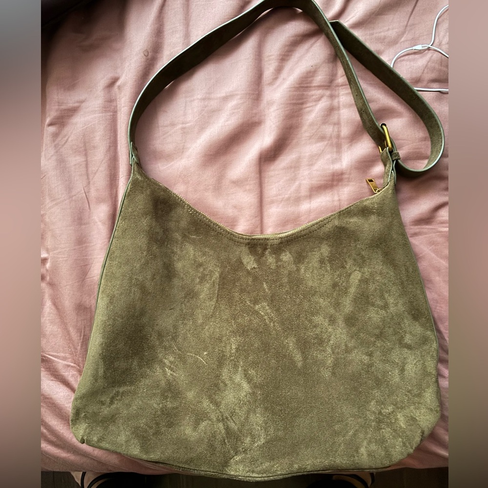 Old Navy Olive Green Suede Shoulder Bag